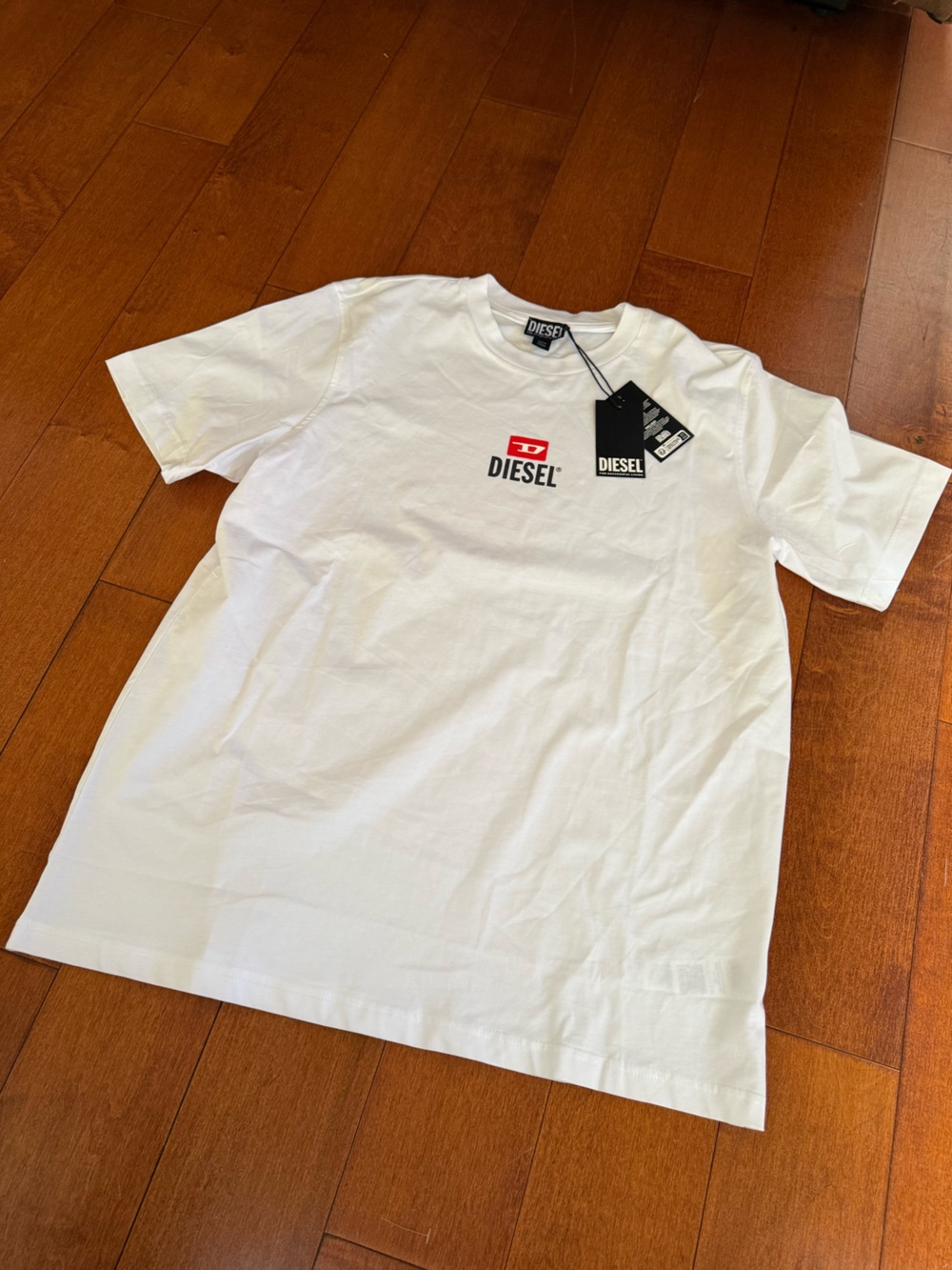 NWT Diesel White Crewneck Tee with Red Logo sz XL